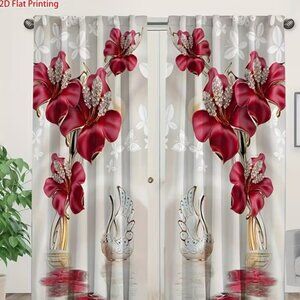 2 Piece Floral Curtain Panels